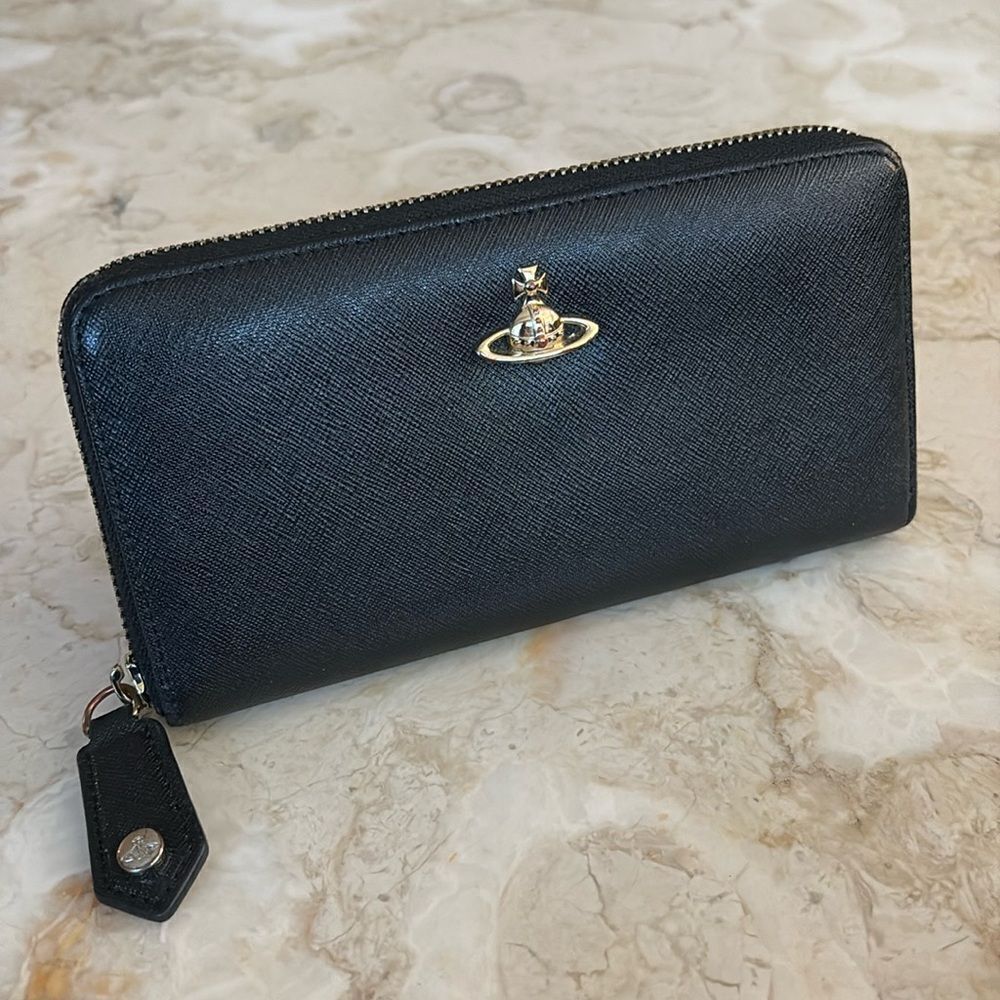 VIVIENNE WESTWOOD Black Saffiano Classic Zip Round Wallet
